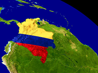 Image showing Colombia with flag on Earth