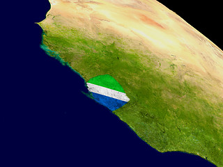 Image showing Sierra Leone with flag on Earth