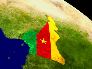 Image showing Cameroon with flag on Earth