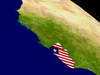 Image showing Liberia with flag on Earth