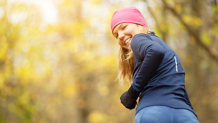 Image showing Smiling girl on morning jog
