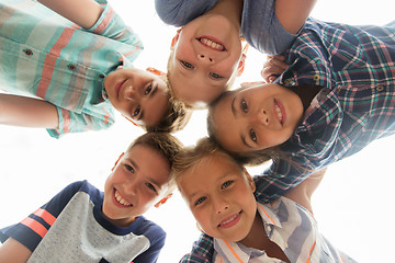 Image showing group of happy children faces in circle