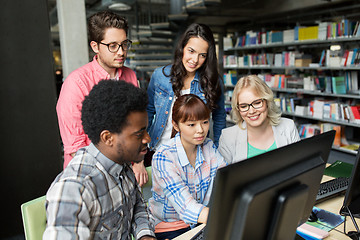 Image showing international students with computers at library