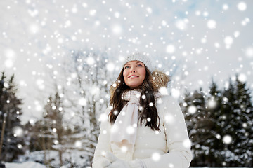 Image showing happy woman outdoors in winter