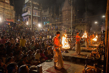 Image showing Ganges Aarti ceremony, Varanasi