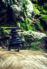 Image showing Rock Zen Stack in front of waterfall.