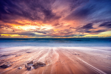 Image showing Sunset at the beach