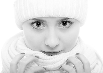 Image showing black-and-white portrait of girl