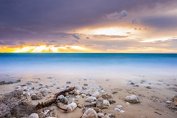 Image showing Sunset at the beach