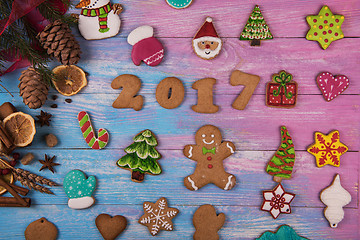 Image showing Gingerbreads for new 2017 years