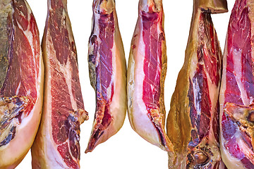 Image showing Spanish ham isolated over white with Clipping Path