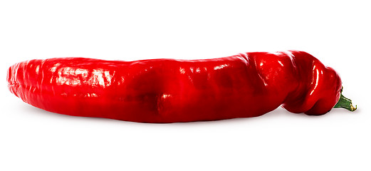 Image showing Closeup of red hot chili peppers lying