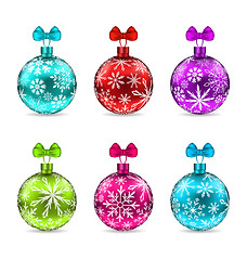 Image showing Collection Christmas Colorful Glassy Balls