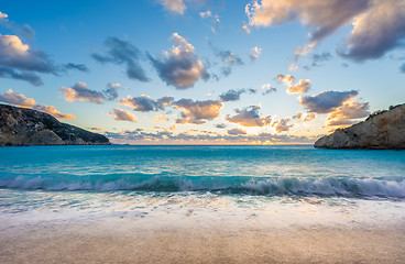 Image showing Porto Katsiki beach sunset on Lefkada island in Greece 