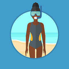 Image showing Scuba diver on the beach vector illustration.