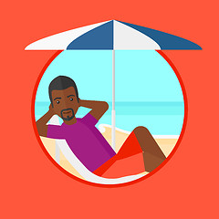 Image showing Man relaxing on beach chair vector illustration.