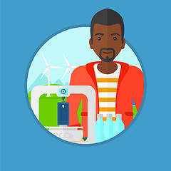 Image showing Man with three D printer vector illustration.