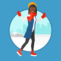 Image showing Woman ice skating vector illustration.