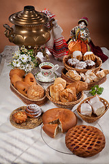 Image showing Still Life With Bread In Russian National Style