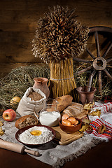 Image showing Still Life With Bread and Egg