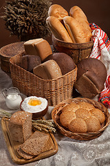 Image showing Still Life With Bread In Russian National Style