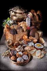 Image showing Still Life With Bread In Russian National Style