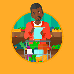 Image showing Man with shopping list vector illustration.