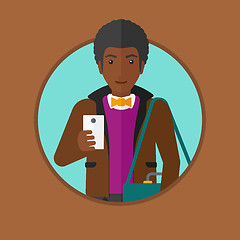 Image showing Man using smartphone vector illustration.