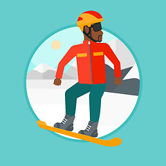 Image showing Young man snowboarding vector illustration.