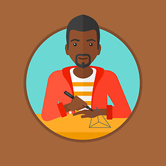 Image showing Man using three D pen vector illustration.