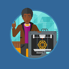 Image showing Man with three D printer vector illustration.