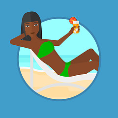 Image showing Woman relaxing on beach chair vector illustration.