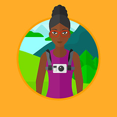 Image showing Woman with camera on chest vector illustration.