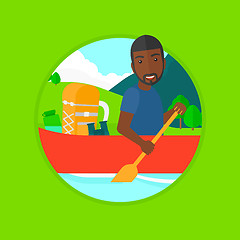 Image showing Man riding in kayak vector illustration.