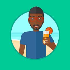 Image showing Man with cocktail on the beach vector illustration