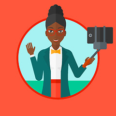 Image showing Woman making selfie vector illustration.