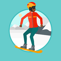 Image showing Young woman snowboarding vector illustration.