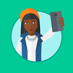 Image showing Woman making selfie vector illustration.