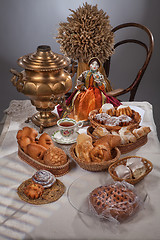 Image showing Still Life With Bread In Russian National Style