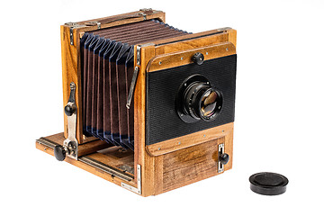 Image showing Old Wooden Photocamera