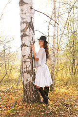 Image showing Young Beautiful Woman In The Forest