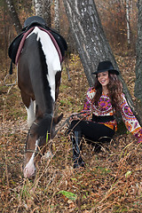 Image showing Young Woman And Horse