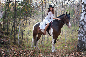 Image showing Young Woman And Horse