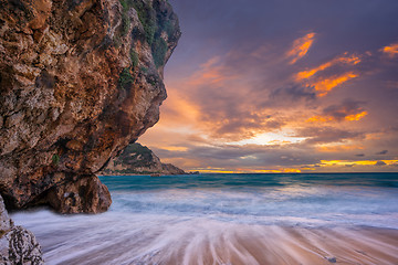 Image showing Agios Nikitas at sunset - Lefkas island 