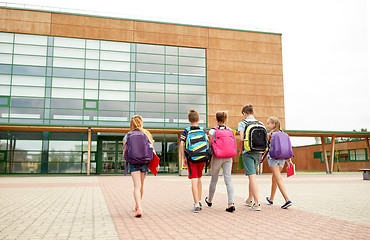 Image showing group of happy elementary school students walking