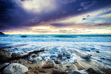 Image showing Sunset at the beach