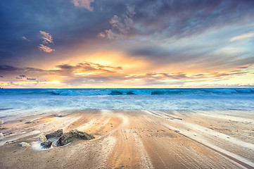 Image showing Sunset at the beach