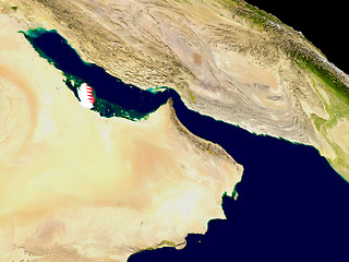 Image showing Qatar with flag on Earth