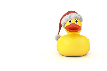 Image showing yellow rubber ducky with a christmas hat