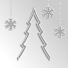Image showing christmas background in gray color with snowflakes